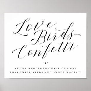 Poster Love Birds Confetti Seeds Calligraphy Wedding Sign