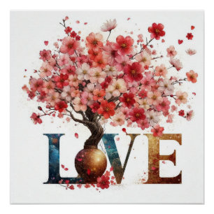 Poster Love Blossoms : 8K Arbre réaliste de fleurs de cer