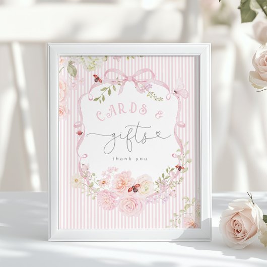 Poster Love Bug Pink Bow Cards and gifts Baby Shower