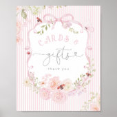 Poster Love Bug Pink Bow Cards and gifts Baby Shower (Devant)