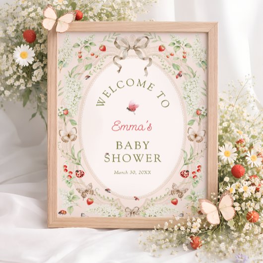 Poster Love Bug Wildflower Boho Baby Shower Welcome 