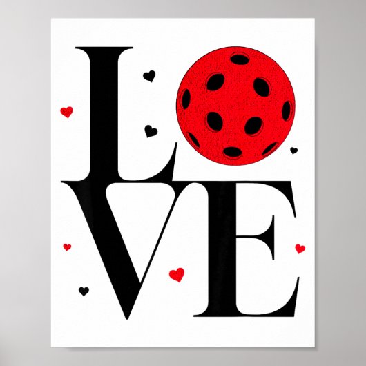 Poster Love Ckleball Valentines Day Cute Red Heart  (Devant)