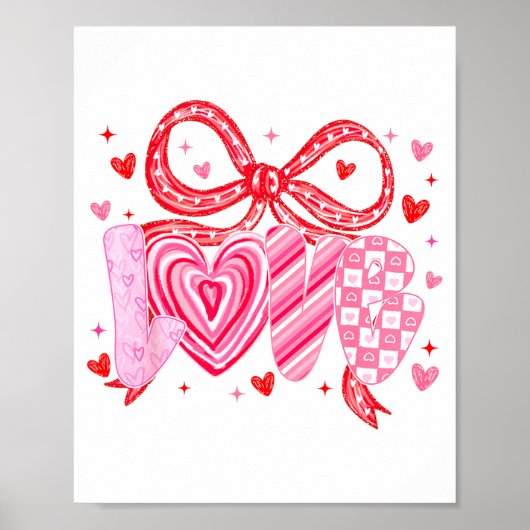 Poster Love Coquette Bow Leopard Hearts Valentine Women G (Devant)