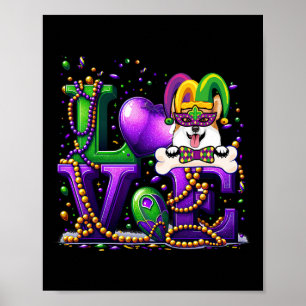 Poster Love Corgi Dog Carnival Masque Amoureux des chiens