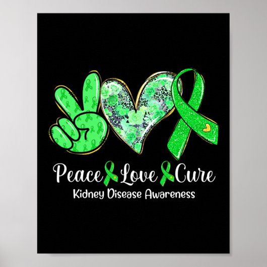 Poster Love Cure Green Ribbon Sensibilisation aux maladie (Devant)