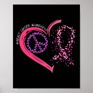 Poster Love Cure Heart Pink Ribbon Cancer du sein Décerné
