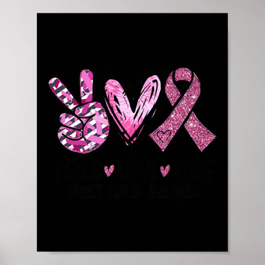Poster Love Cure Pink Ribbon Cancer Sensibilisation du se (Devant)