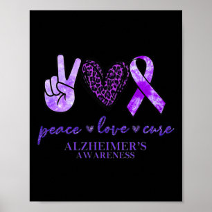Poster Love Cure Ribbon Leopard Alzheimerheimer Cerveau A