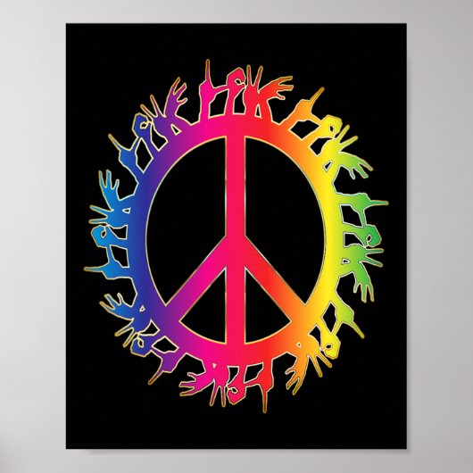 Poster Love Deaf Peace Sign Language Hand Taling Enseigna (Devant)