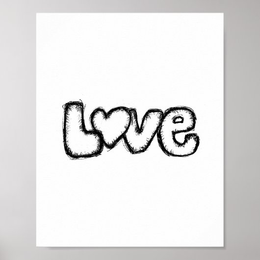Poster love doodle noir blanc moderne simple (Devant)