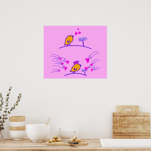 Poster LOVE ECHO - Comic Birds Tweetlercools 3 (Cuisine)