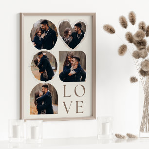 Poster Love Elegant Photo Personnalisée Collage Beige