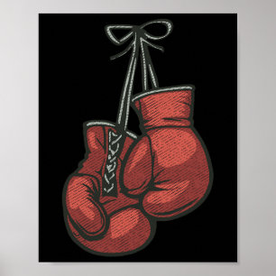Poster Love Gants de boxe Retro Vintage Red Boxer Cadeau