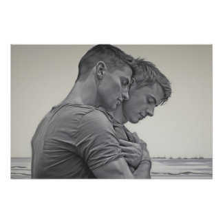 Poster Love Gay Couple - Charcoal Sketch -