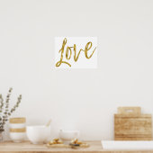 Poster Love Gold Foil et White Inspirational Word (Cuisine)