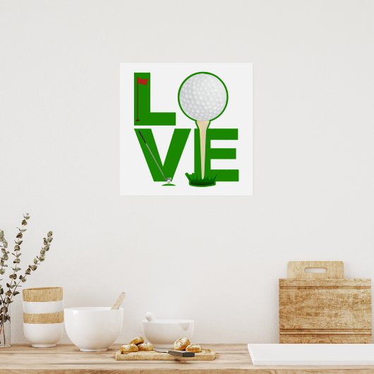 Poster LOVE Golf lettres vert (Cuisine)