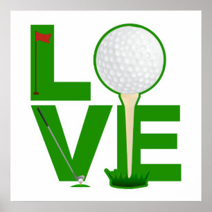 Poster LOVE Golf lettres vert
