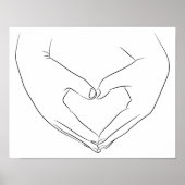 Poster Love Hand Heart Line Art Dessin mignon Moderne (Devant)