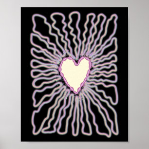 Poster Love Heart Avec Sticker Design Abstract