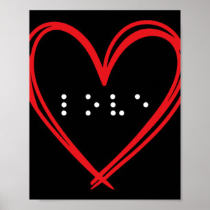 Poster Love Heart Braille Alphabet Braille Langue Braille