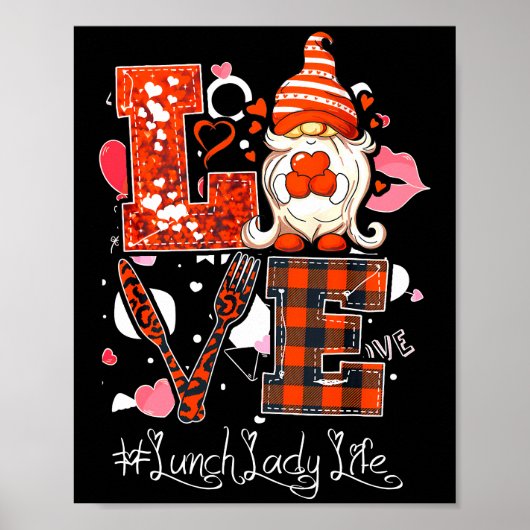 Poster Love Heart Lunch Lady Cafeteria Travailleuse Gnome (Devant)