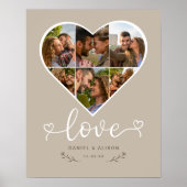 Poster Love Heart Photo Collage grille Couple Latte (Devant)