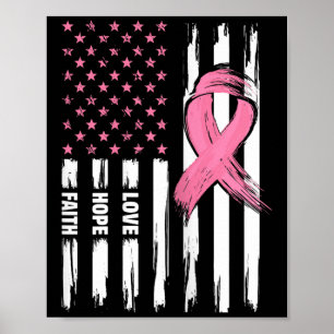 Poster Love Hope Faith Usa American Flag _ Cancer du sein