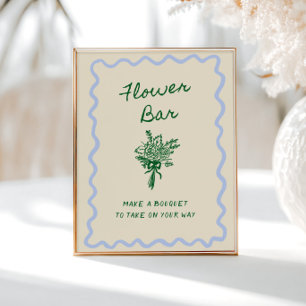 Poster Love in Bloom Blue Green Flower Bar