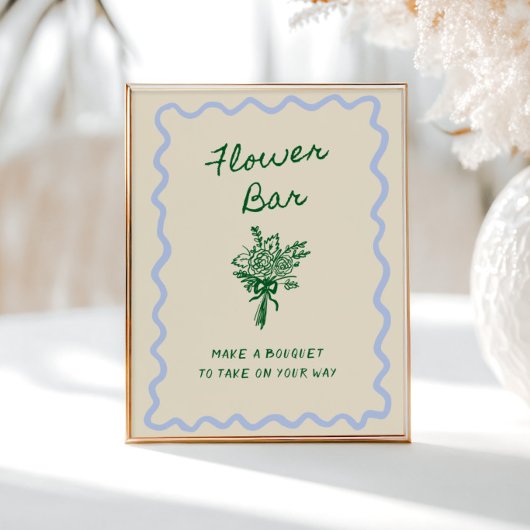 Poster Love in Bloom Blue Green Flower Bar