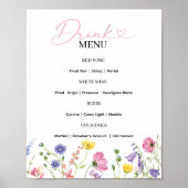 Poster Love in Bloom Drink Menu Sign | Thème fleur sauvag (Devant)