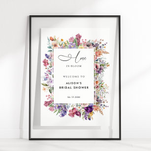 Poster Love In Bloom Fête des mariées Floral Garden Bienv