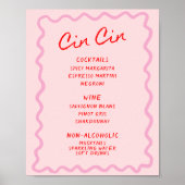 Poster Love in Bloom Red Pink Cin Bar Menu (Devant)