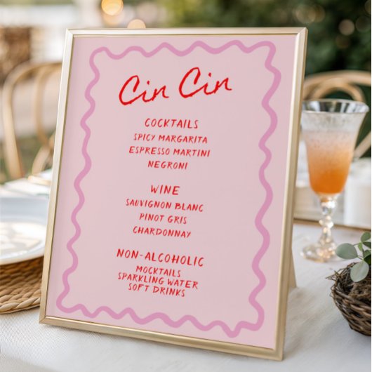 Poster Love in Bloom Red Pink Cin Bar Menu