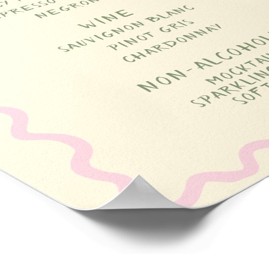 Poster Love in Bloom Sage Pink Cin Cin Bar Menu (Coin)