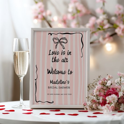 Poster Love in the Air Retro Pink Quirky Bridal Welcome