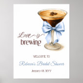 Poster Love is Brewing Blue Bow Bridal Shower Welcome (Devant)