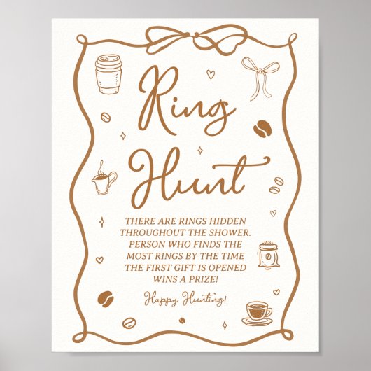 Poster Love is Brewing Bridal Shower Ring Hunt Game (Devant)