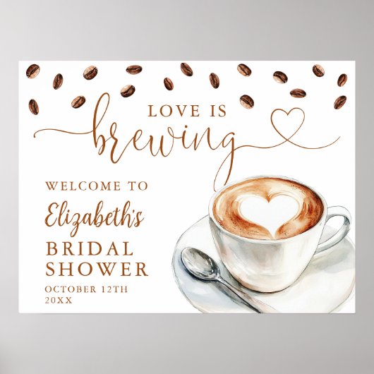 Poster Love Is Brewing Bridal Shower Welcome Sign (Devant)