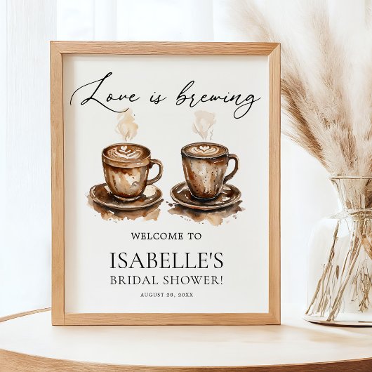 Poster Love is Brewing Coffee Bridal Shower Welcome