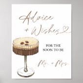 Poster Love Is Brewing Martini Advice & Wishes Sign (Devant)