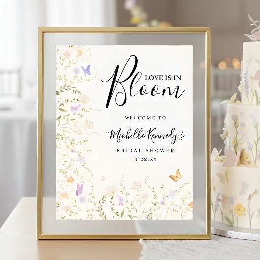 Poster Love Is In Bloom Bridal Shower Welcome Sign 