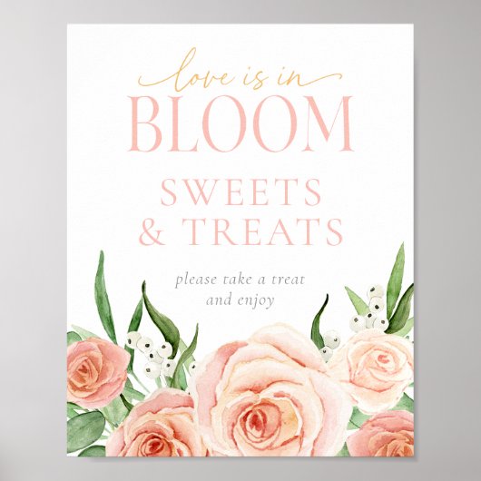 Poster Love Is In Bloom Sweets & Treats Table Sign (Devant)