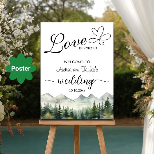 Poster Love is in the Air Elegant Wedding Welcome