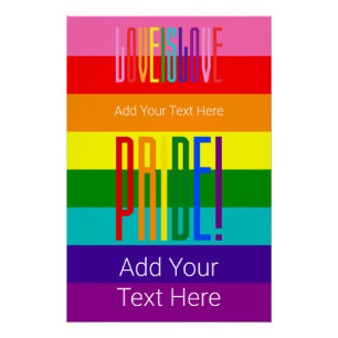 Poster Love is Love LGBTQ Gay pride Rainbow Flag