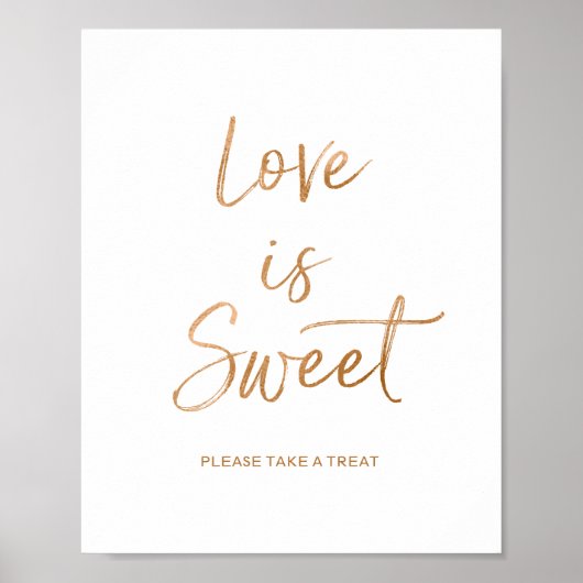 Poster Love is Sweet 8x10 Panneau de mariage chic rose go (Devant)