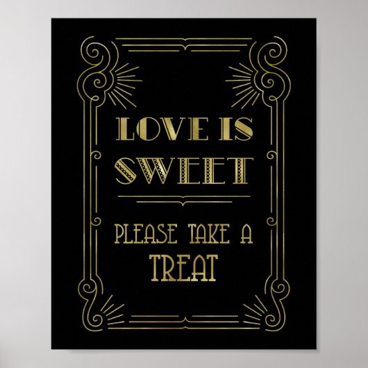 Poster Love is Sweet Candy Bar Mariage Gold Black 1920 (Devant)