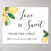 Poster Love is Sweet Dessert Table Shower Wedding Citrons (Devant)