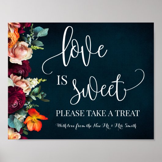Poster Love is Sweet Dessert Table Wine Navy Mariage (Devant)