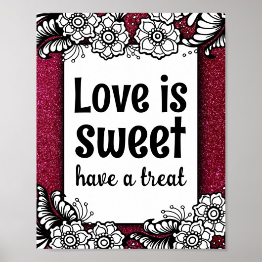Poster Love is Sweet Desserts Candy Bar Parties scintilla (Devant)