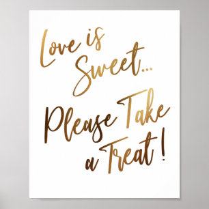 Poster Love is Sweet Please Take a Treat! Simple Sign
